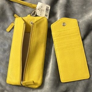 Danier Halley Leather Wristlet Wallet/Cardholder Yellow